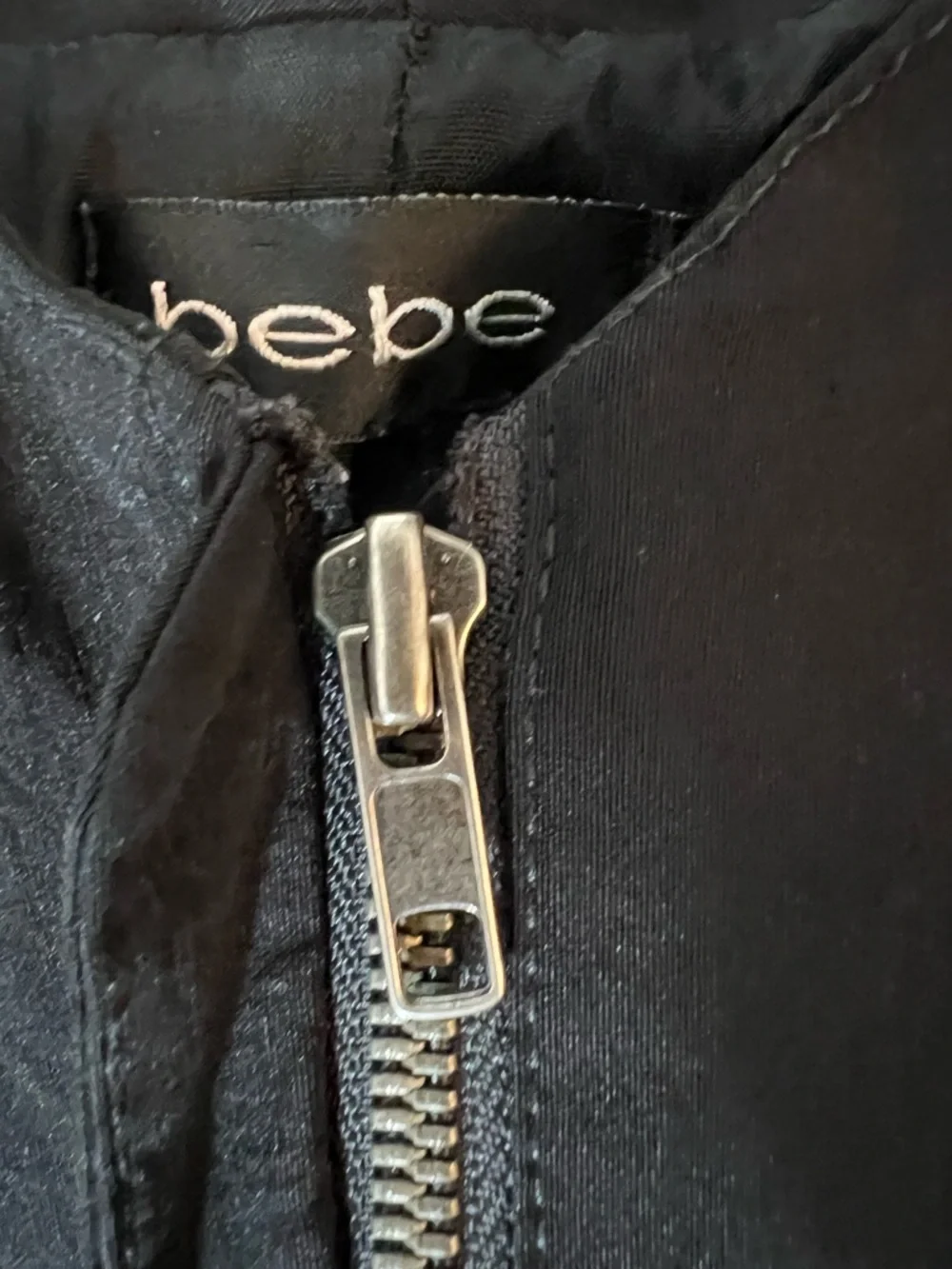 Vintage Bebe jacket Zip-up Black Blazer Y2K 90s Sz S Ruched Hard To Find #F USA